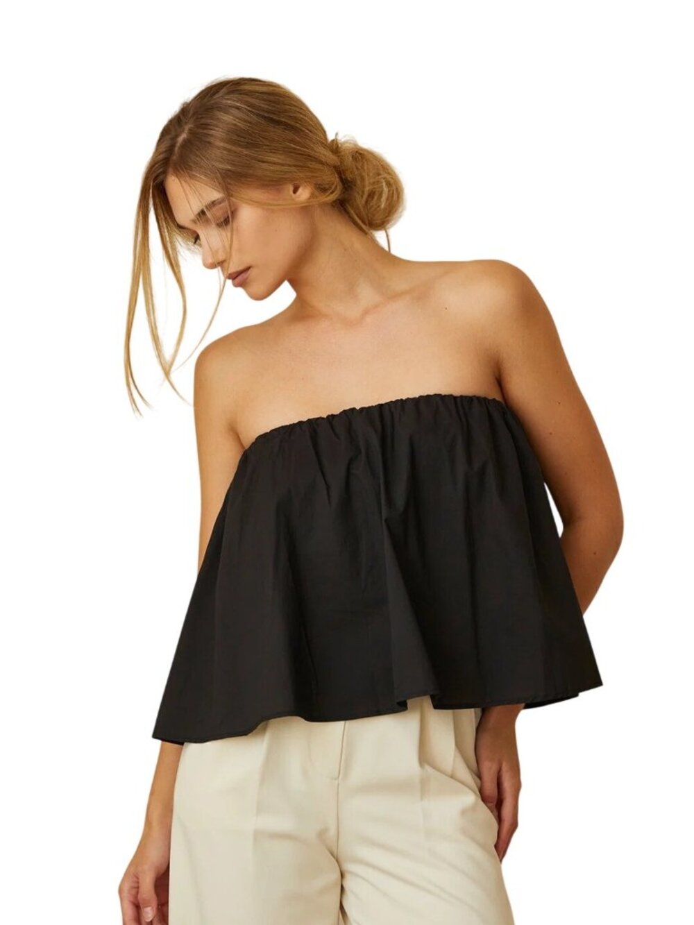 Crescent Kaeley Poplin Tube Top Medium Strapless Lightweight Minimalist Chic NEW